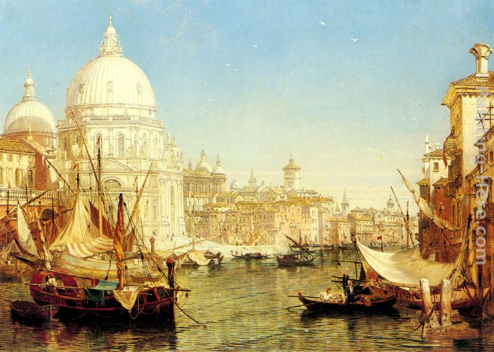 A Venetian Canal Scene with the Santa Maria della Salute painting - Henry Courtney Selous A Venetian Canal Scene with the Santa Maria della Salute art painting